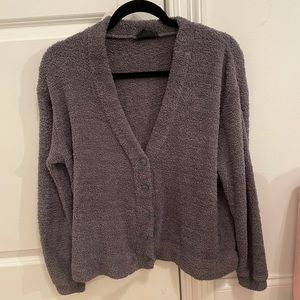 Gray fuzzy cardigan top
